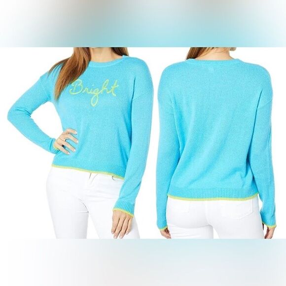 🆕 Women’s Lilly Pulitzer Charlton Sweater Turquoise Oasis Bright Chain stitch XS - Picture 5 of 8